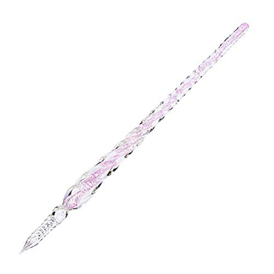 Molshine Pluma de Inmersión de Vidrio de Vidrio de Borosilicato Alta Hecha a Mano Pluma de Firma de Vidrio Regalo de Negocios (Rosado)