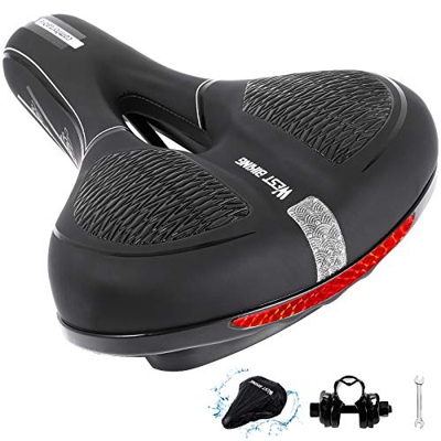 CYCLESPEED Cojín de gel para sillín bicicleta, amortiguador golpes, impermeable, reflectante, alta seguridad, con memoria engrosada, bicicleta hombre 