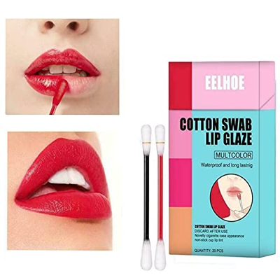Mujeres de larga duración brillo labial algodón hisopo mate lápiz labial tabaco caja impermeable (mezcla)
