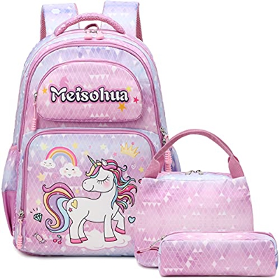 Mochila Unicornio niña Mochila Escolar Impermeable Mochila Infantil Bolso para Chicas para La Escuela,Viajes,Intemperie con Bolsa para Almuerzo y Estu