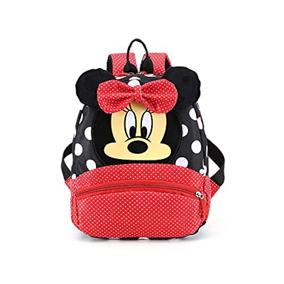 FGen Children's backpack, backpack designed by Minnie mouse character, suitable for school, travel children's backpack, girl gift 3D backpack(black)
