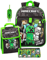 Minecraft Mochila y Fiambrera para niños 5 Piezas Mochila Escolar Un tamaño características
