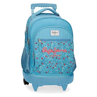 Pepe Jeans AVA Mochila 2 Ruedas Azul 33x44x21 cms Poliéster 30,49 L