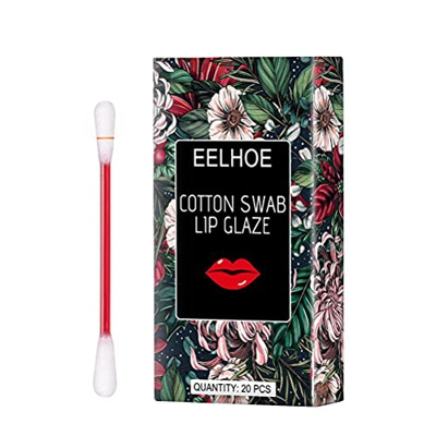 Wuawtyli Brillo De Labios Líquido, 20 Unidades/Caja De Esmalte De Labios con Hisopo De Algodón, Lápiz Labial De Bastoncillos De Algodón, Lápiz Labial 