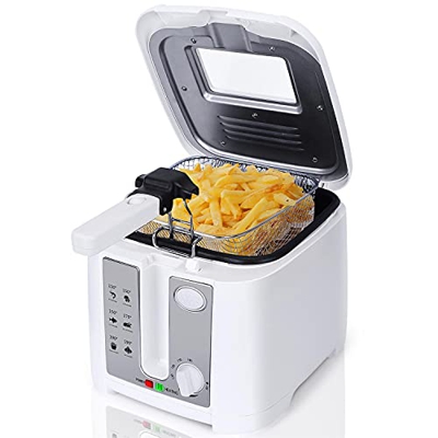 Aigostar Indra 04VGU - Freidora de 2,5 litros de capacidad, 1650W de potencia. Gran ventana de visualización, control de temperatura ajustable, tapa c