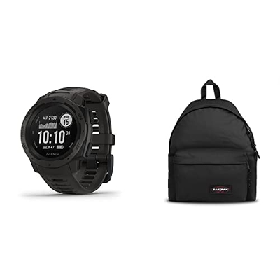 Garmin Instinct - Reloj Resistente con GPS, Grafito + Eastpak Padded Pak'R Mochila, 40 Cm, 24 L, Negro (Black)