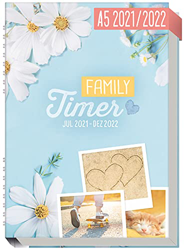 Family-Timer 2021/2022 A5 - Calendario familiar de 18 meses: julio de 21 a diciembre de 22, planificador familiar para hasta 4 personas + muchas carac características