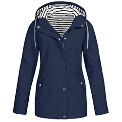 CNBOY Chubasquero con capucha, impermeable, ligero, para mujer, cortavientos, prenda ideal para exteriores (Azul Marino, XL) precio