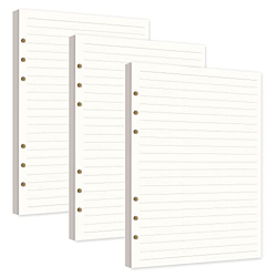 Papel de Recambio A5 Papel de Línea Horizontal con 6 Anillas para Agenda Filofax Bullet Objetivos 3 Paquetes/240 Hojas en oferta