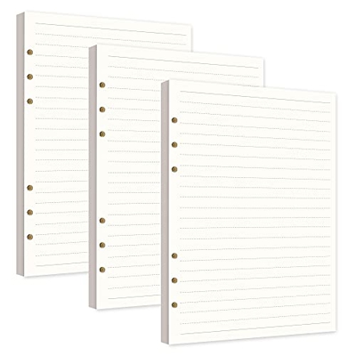 Papel de Recambio A5 Papel de Línea Horizontal con 6 Anillas para Agenda Filofax Bullet Objetivos 3 Paquetes/240 Hojas