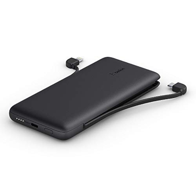 Belkin Boostcharge Plus - Cargador Portátil Batería Externa 10 K (10000 mAh con Cables Integrados Lightning MFI y USB-C y un Puerto USB-C Adicional), 