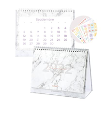 Takenote - Marble - Calendario de Mesa - Un diseño diferente por mes - Dos Páginas: una página de calendario y otra de planificador - - Papel de 210 g características
