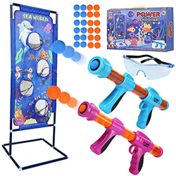Herefun Juego de Tiro para Niños, 2 PCS Pistola de Juguete, Juegos de Tiro al Blanco con 24 Bolas de Espuma + Blanco de Tiro de Pie + Gafas de Segurid en oferta