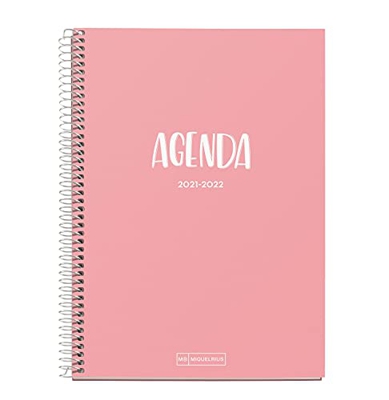 Miquelrius - Agenda Escolar 2021-2022, Tamaño Plus 15 x 21.3 cm, Semana Vista, School Rosa, Idioma Español