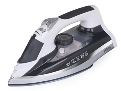 Silva-Homeline Plancha de vapor Cordless BA-CL 2100, 2200 W, inalámbrico, ajuste de temperatura, con base y suela nanocerámica, azul/blanco