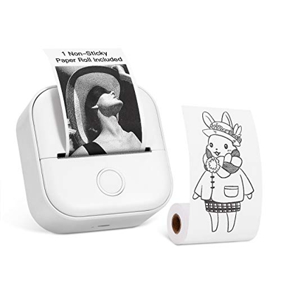 Memoking T02 Impresora Pequeña en Blanco y Negro Mini Impresora Fotográfica Instantánea Bluetooth Portátil para Journal Creación de Diarios Regalo par