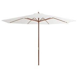 vidaXL Sombrilla Jardín con Palo de Madera 350 cm Blanco Arena Toldo Parasol precio