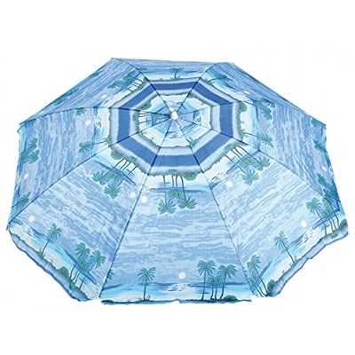 Sombrilla de Playa, Piscina y Jardín Varios Tamaños y Modelos (Ø 200 cm, Palmeras Azul)