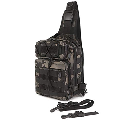Selighting Mochila Táctica Bandolera Hombre, Bolsa de Pecho de Deporte al Aire Libre Mochila Multifuncional para Cazar, Acampada y Senderismo (Camoufl