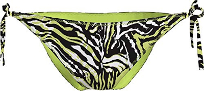 Calvin Klein String Side Tie-Print Bragas de Bikini, Enredado Tiger Direct Verde, S para Mujer