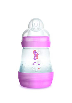 Mam - Biberón anticólicos (160 ml, 0-6 meses, 1 caudal) Transparent pink