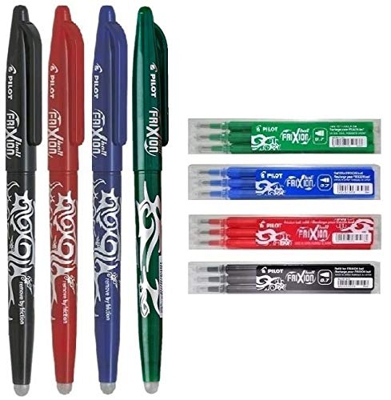Pilot Frixion Ball 0,7 mm-Juego de bolígrafos borrables (azul marino 1 1 1 roja, color negro, 1 color verde juego de) refill conf. (de 3 1 1 color neg