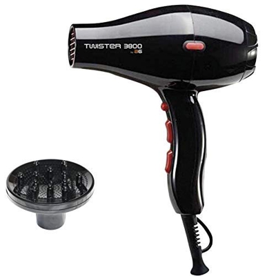 Asuer Group Secador de pelo Twister 3800 Ionic 2100W - Secador profesional iónico turmalina cerámica, color negro - Incluye difusor y 2 boquillas | 3.
