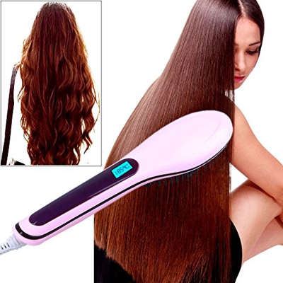 Cepillo alisador de pelo con pantalla LCD eléctrica automática sin rizos
