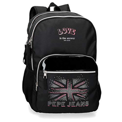 Pepe Jeans Ada Mochila Doble Cremallera Adaptable Negro 32x44x22 cms Poliéster 30,98 L características