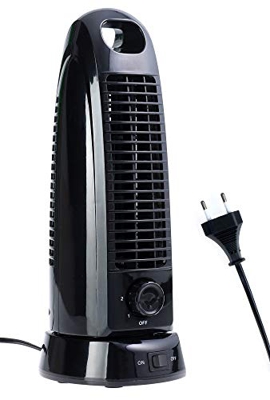 Opus 2 Ventilador de torre silencioso – Ventilador de mesa compacto retro para casa, oficina y dormitorio – Ventilador de metal oscilante con 2 veloci