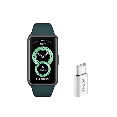 Huawei Band 6 - Pulsera de actividad con monitorización de Oxígeno en sangre (SpO2) 24horas y Adaptador USB-C, Pantalla FullView de 1.47 pulgadas, Bat