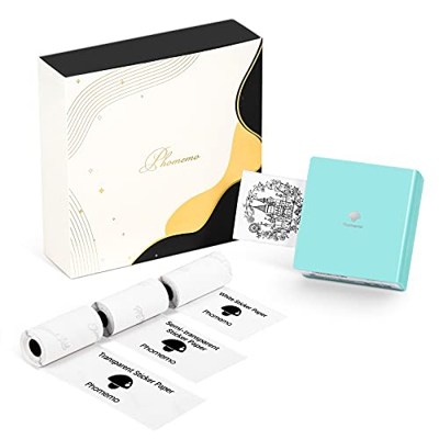 Phomemo M02 Impresora Portátil Móvil Mini Impresora de Fotos Impresora Térmica Bluetooth, Compatible con el Sistema iOS y Android, Viene con 3 Rollos 