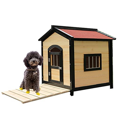 TYX Casetas para Perros Exteriores 55 × 65 × 65 Cm, Resistente Agua Casa Madera Maciza Perros Caseta Perros, para Perros Gatos Conejos Mascotas Pequeñ