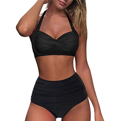 riou Mujer Bikini Traje de Baño con Cuello en V Bikinis 2021 Sujetador Dos Piezas Push-up Sexy Ropa de Playa Falda de Playa Tops y Braguitas Bañador V en oferta