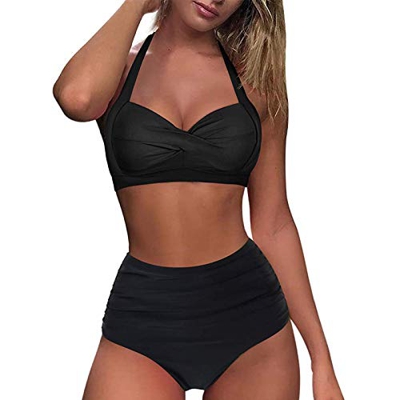 riou Mujer Bikini Traje de Baño con Cuello en V Bikinis 2021 Sujetador Dos Piezas Push-up Sexy Ropa de Playa Falda de Playa Tops y Braguitas Bañador V