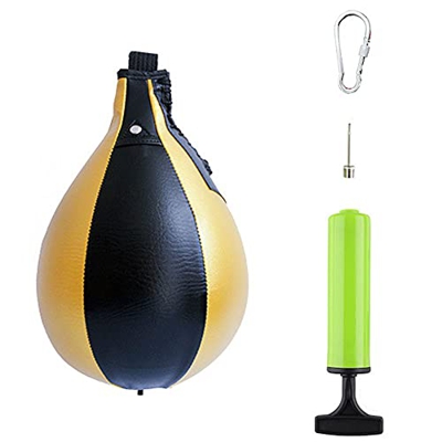 VONGLYHOO Bola De Velocidad De Boxeo Pera Entrenamiento De La Velocidad Bola Colgante Boxeo Punch Bolsa para Equipo De Boxeo Fitness Oro Negro
