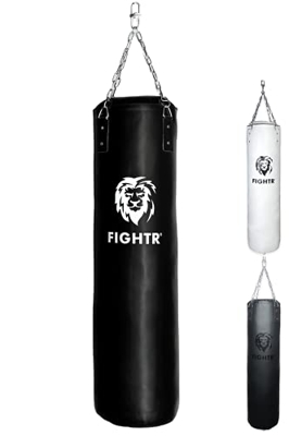 FIGHTR® Saco de Boxeo Premium - Gran Comodidad de golpeo y Muy Robusto | Saco de Boxeo Colgante sin Relleno/con Relleno 120x35cm Incl. Cadena Pesada p
