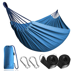Anyoo Hamaca de Algodón para Jardín al Aire Libre Cama Portátil de Lona con Cuerdas para Acampar Capacidad de 200 Kg Peso Ligera con Bolsa para Jardín en oferta
