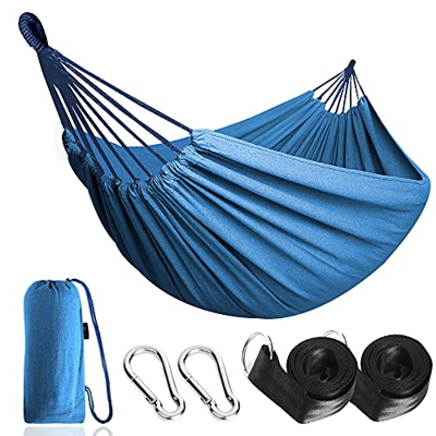 Anyoo Hamaca de Algodón para Jardín al Aire Libre Cama Portátil de Lona con Cuerdas para Acampar Capacidad de 200 Kg Peso Ligera con Bolsa para Jardín