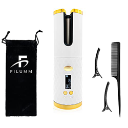 FILUMM Rizador de Pelo Automático Inalámbrico, Portátil, Con Temporizador y Temperatura Ajustable 160-200º Con Pantalla LED, Función Anti-Quemaduras,  características