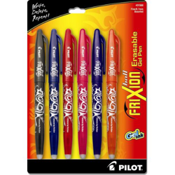 Pilot Frixion - Bolígrafo de tinta borrable, negro, 6 colores características