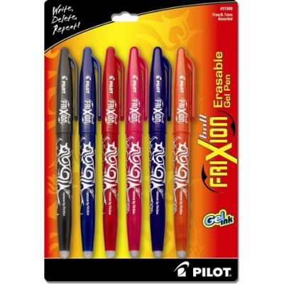 Pilot Frixion - Bolígrafo de tinta borrable, negro, 6 colores