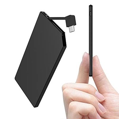 Auskang Power Bank USB C 5000mAh Cargador portátil ultradelgado y superligero Cable USB C Incorporado Batería Externa Solo Compatible con teléfonos In