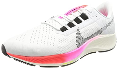 Nike Air Zoom Pegasus 38 T, Zapatillas para Correr Hombre, White/Black-Football Grey-Pink, 46 EU