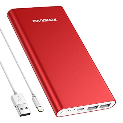 Pilot 4GS - Batería externa portátil (12000 mAh, con 2 puertos USB, batería de emergencia compacta para Huawei, Xiaomi, OnePlus, Samsung, etc. - Rojo