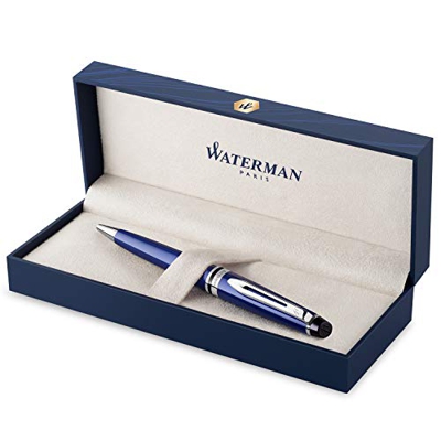Waterman Expert Bolígrafo, Azul (Blue and Chrome Trim), Punta Mediana