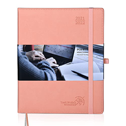 POPRUN Agenda 2021 2022 Semana Vista - Agenda Escolar 2021-2022 Ago.21 a Ago.22 - Disposición Vertical con Intervalo Horario, Tapa Cuero Vegano y Bols en oferta