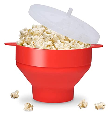 Popcorn Maker Bowl, Microwave Silicone Popcorn Popper con tapa y manijas Cuenco plegable de gran tamaño de aire caliente BPA Lavavajillas gratis segur