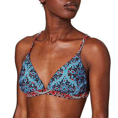 Superdry Boho T Back Tri Bikini Top Juego Biquini, Paisley Block Print Red, L para Mujer