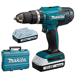 Makita HP488DWE HP488DWE-Taladro Atornillador de Impacto + 2 baterías 1,5 Ah Li-Ion + Estuche, 18 V, multi características
